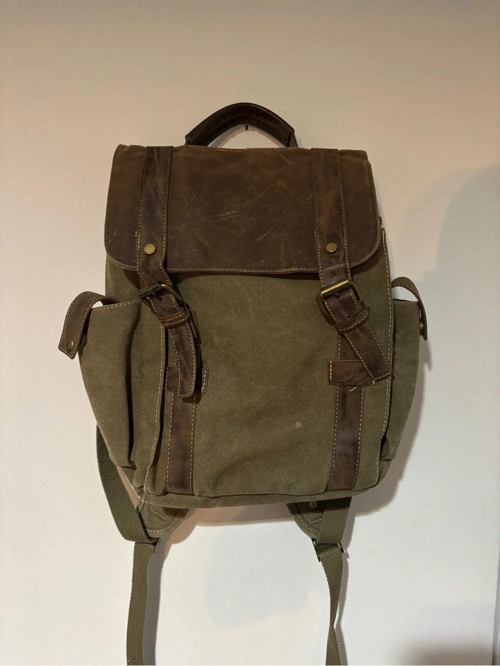 Cargoit canvas backpack army green/brown
